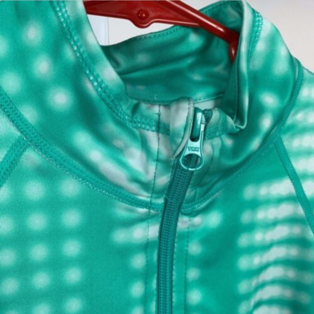 Zella Girl Track Jacket Full Zip M 8/10 Green/Wht - Picture 2 of 6